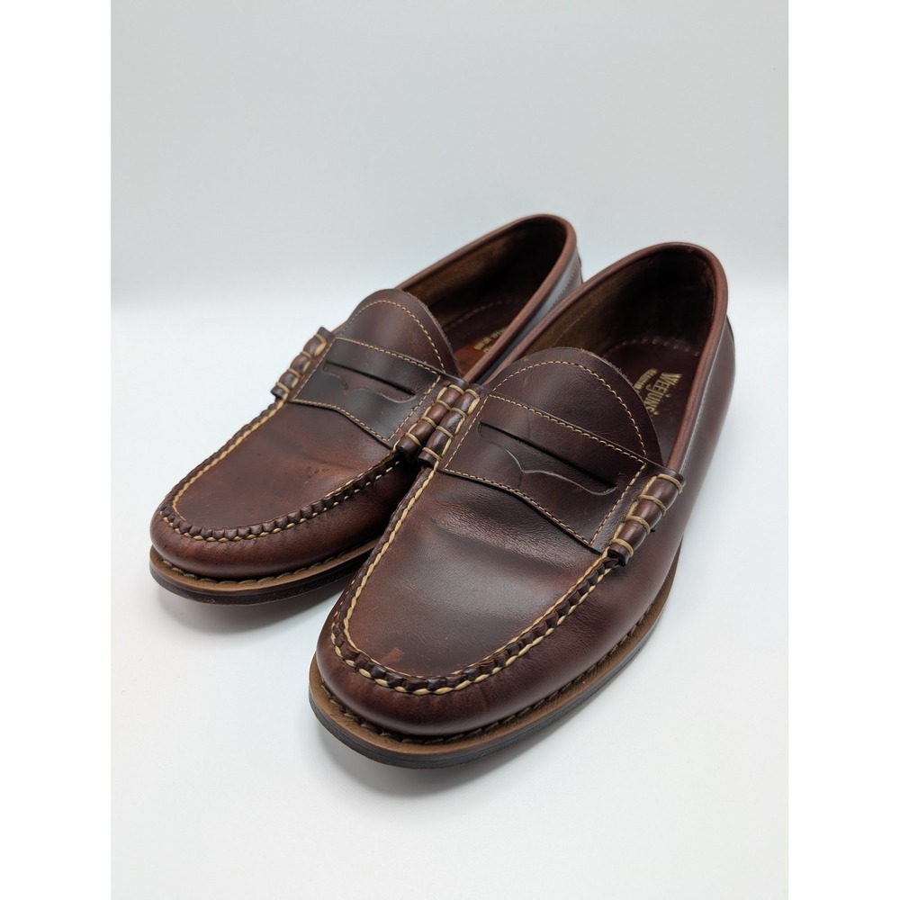 GH Bass Weejuns Larson Penny Loafers Mens Dark Brown Leather Beefroll Shoes